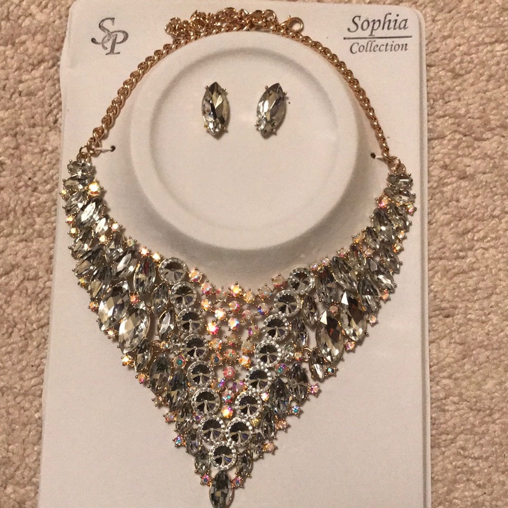 Rhinestone Necklace with earrings